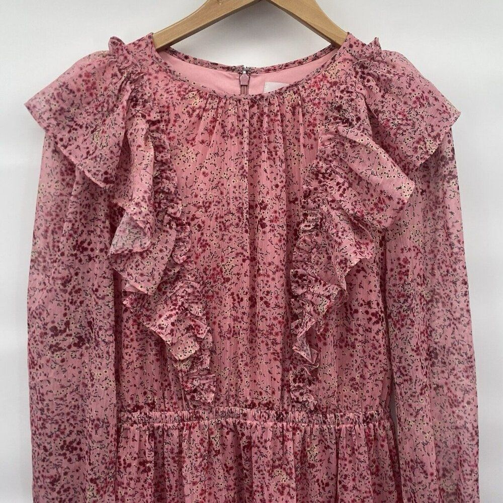 Rachel Parcell Pink Floral Dress Cottage Core Coquette Ruffle Long Sleeve XS